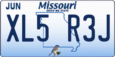 MO license plate XL5R3J