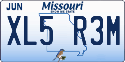 MO license plate XL5R3M