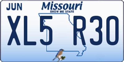 MO license plate XL5R3O