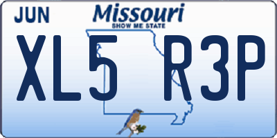 MO license plate XL5R3P
