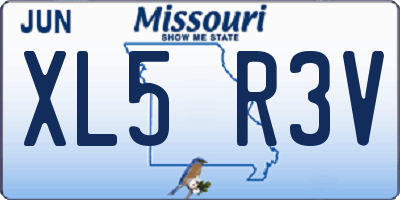 MO license plate XL5R3V