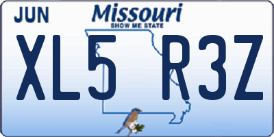 MO license plate XL5R3Z