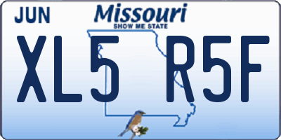 MO license plate XL5R5F