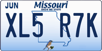 MO license plate XL5R7K