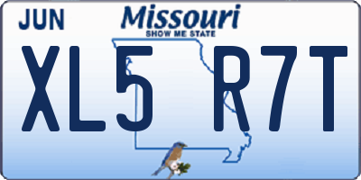 MO license plate XL5R7T
