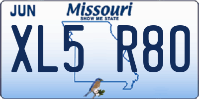 MO license plate XL5R8O