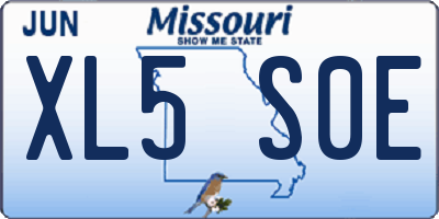 MO license plate XL5S0E