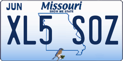 MO license plate XL5S0Z