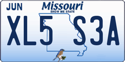 MO license plate XL5S3A