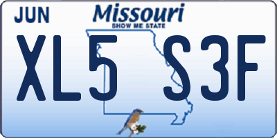 MO license plate XL5S3F