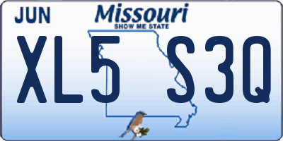 MO license plate XL5S3Q