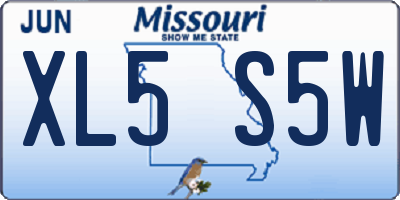 MO license plate XL5S5W