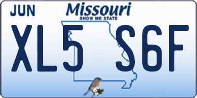 MO license plate XL5S6F