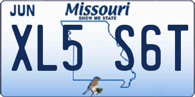 MO license plate XL5S6T