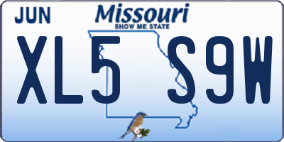MO license plate XL5S9W