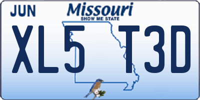 MO license plate XL5T3D