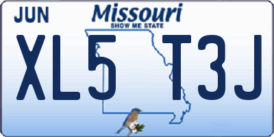 MO license plate XL5T3J