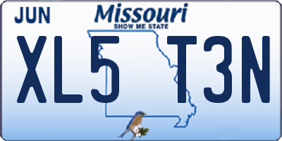 MO license plate XL5T3N