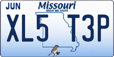 MO license plate XL5T3P