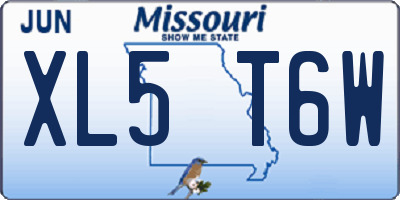 MO license plate XL5T6W