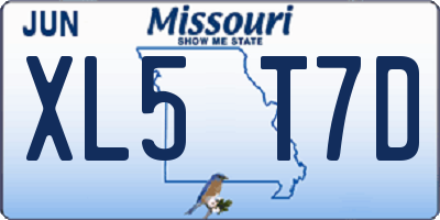 MO license plate XL5T7D