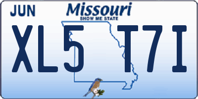 MO license plate XL5T7I
