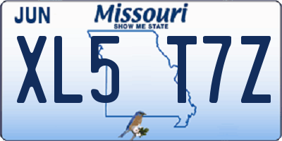 MO license plate XL5T7Z