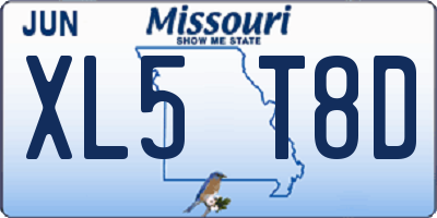 MO license plate XL5T8D