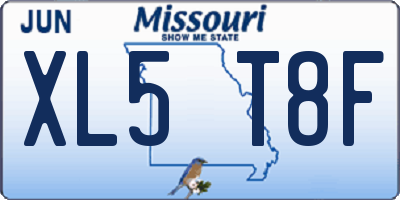 MO license plate XL5T8F