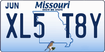 MO license plate XL5T8Y