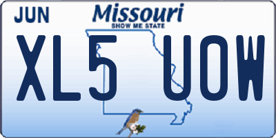 MO license plate XL5U0W