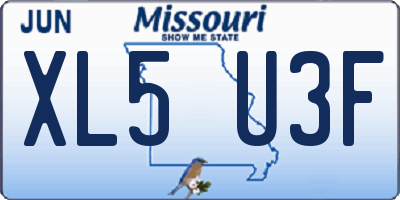 MO license plate XL5U3F
