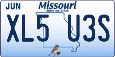 MO license plate XL5U3S