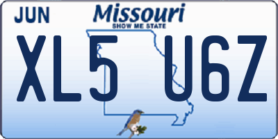 MO license plate XL5U6Z