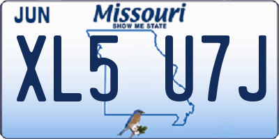 MO license plate XL5U7J