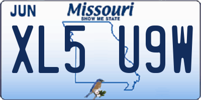 MO license plate XL5U9W