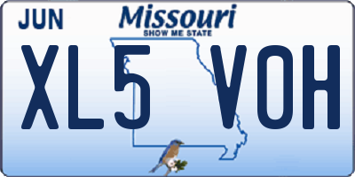 MO license plate XL5V0H