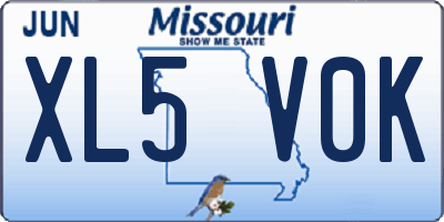 MO license plate XL5V0K