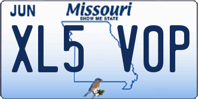 MO license plate XL5V0P