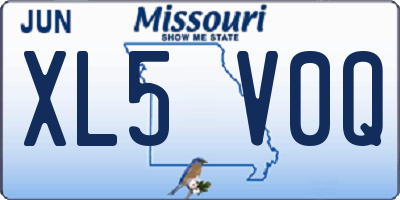 MO license plate XL5V0Q