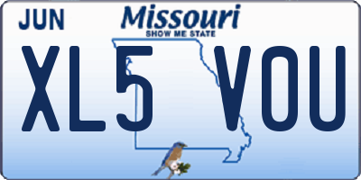MO license plate XL5V0U
