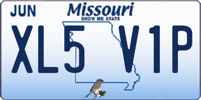 MO license plate XL5V1P