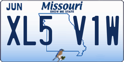 MO license plate XL5V1W