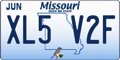 MO license plate XL5V2F