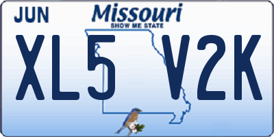 MO license plate XL5V2K