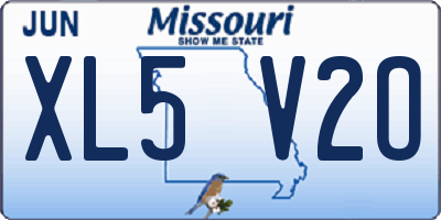MO license plate XL5V2O
