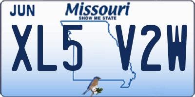 MO license plate XL5V2W