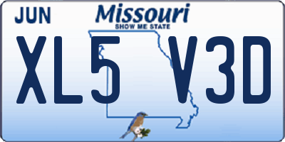 MO license plate XL5V3D