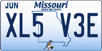 MO license plate XL5V3E