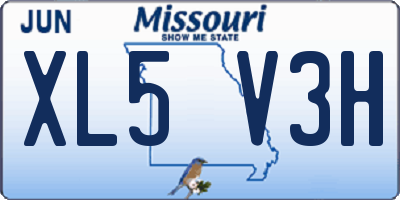 MO license plate XL5V3H